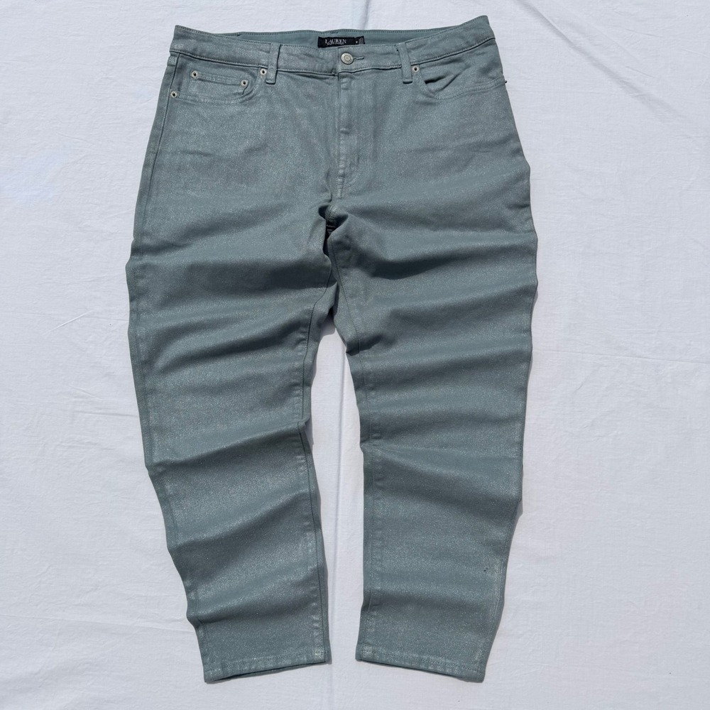 Lauren Ralph Lauren LRL Jeans Womens 16 Blue Coated Skinny Stretch Denim